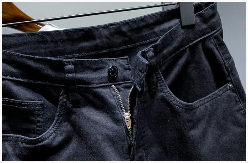 黒ファッション 装飾ベルト付きストレッチデニムハーフパンツ